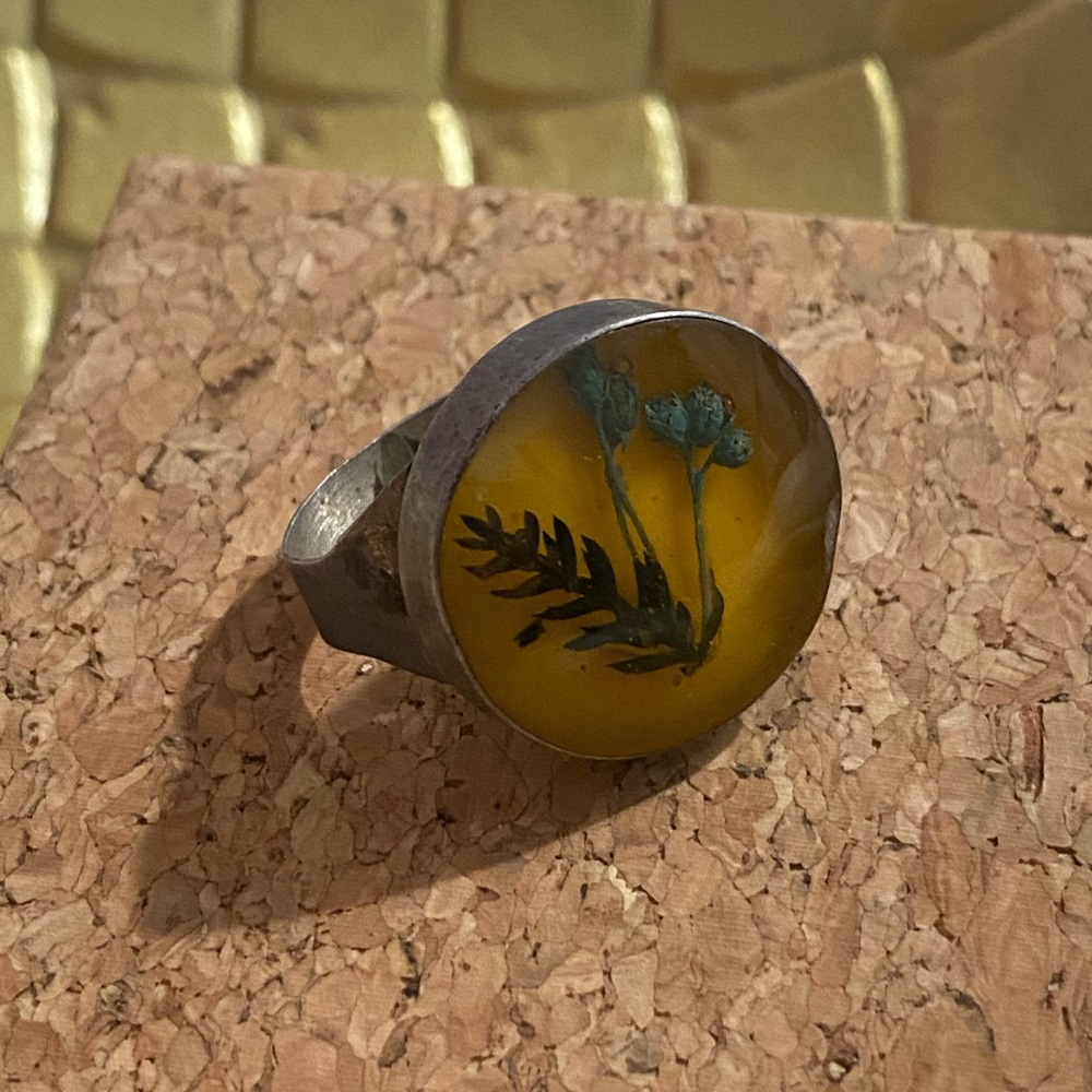 925 Silver Mexico Vintage Glass ring